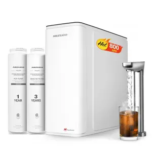 𝟐 𝐢𝐧 𝟏 RO System & Instant Hot Water Dispenser, MIZUDO 800GPD Tankless Reverse Osmosis Water Filter, NSF/ANSI Certified, 9 Stage Under Sink RO System, 3:1 Pure to Drain, Hot and Cold Smart Faucet