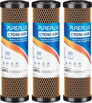 1 Micron 2.5" x 10" Whole House CTO Carbon Water Filter Cartridge Replacement for Under Sink Water Filter System, Dupont WFPFC8002, WFPFC9001, FXWTC, SCWH-5, WHEF-WHWC, WHCF-WHWC, AMZN-SCWH-5, 3Pack