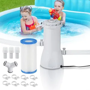 1000 Gallon Above Ground Pools Filter Pump, Water Circulation and Piscina Cartridge Filtration System - Improve Water Cleanliness and Clarity