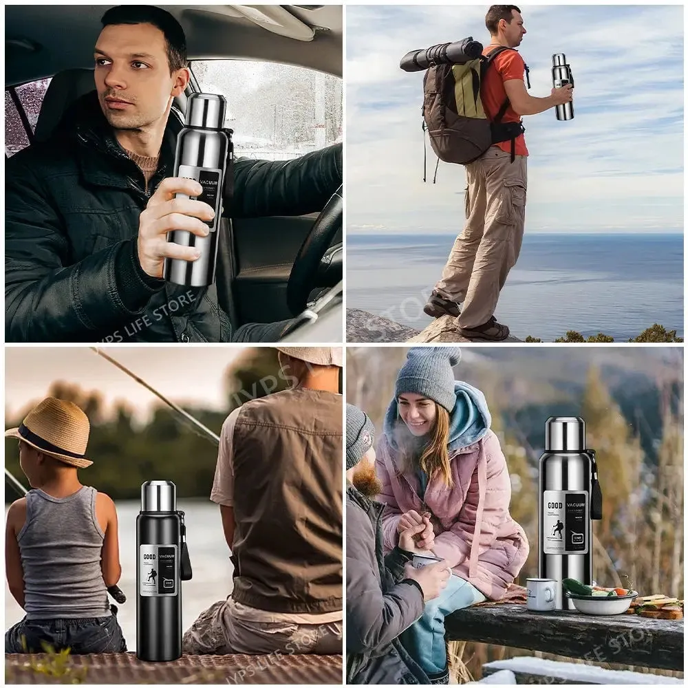 1000ML Stainless Steel Thermos Bottle Sport Thermal Water Bottle Keep Cold and Hot Insulated Cup Outdoor Camping Vacuum Flasks