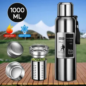 1000ML Stainless Steel Thermos Bottle Sport Thermal Water Bottle Keep Cold and Hot Insulated Cup Outdoor Camping Vacuum Flasks