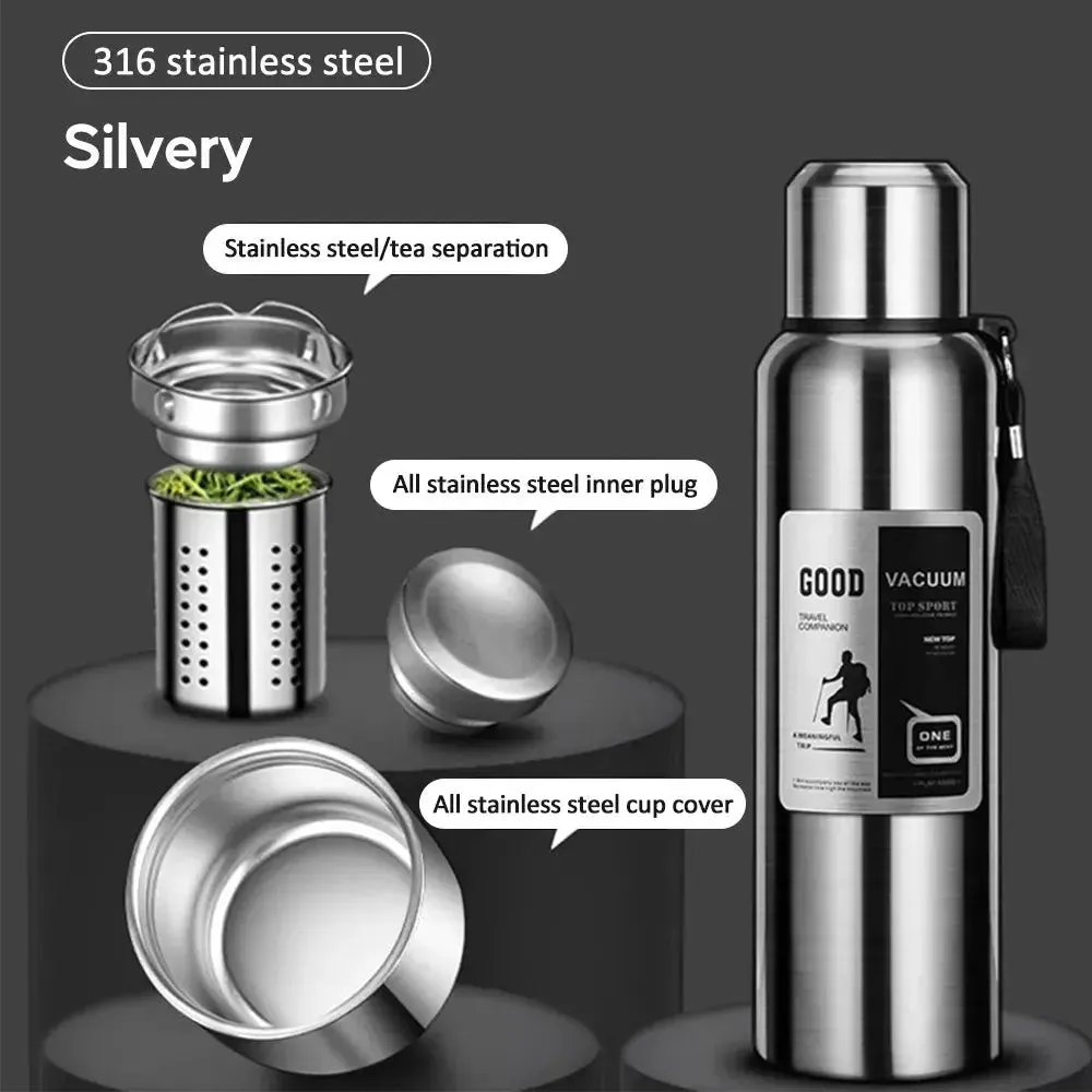1000ML Stainless Steel Thermos Bottle Sport Thermal Water Bottle Keep Cold and Hot Insulated Cup Outdoor Camping Vacuum Flasks