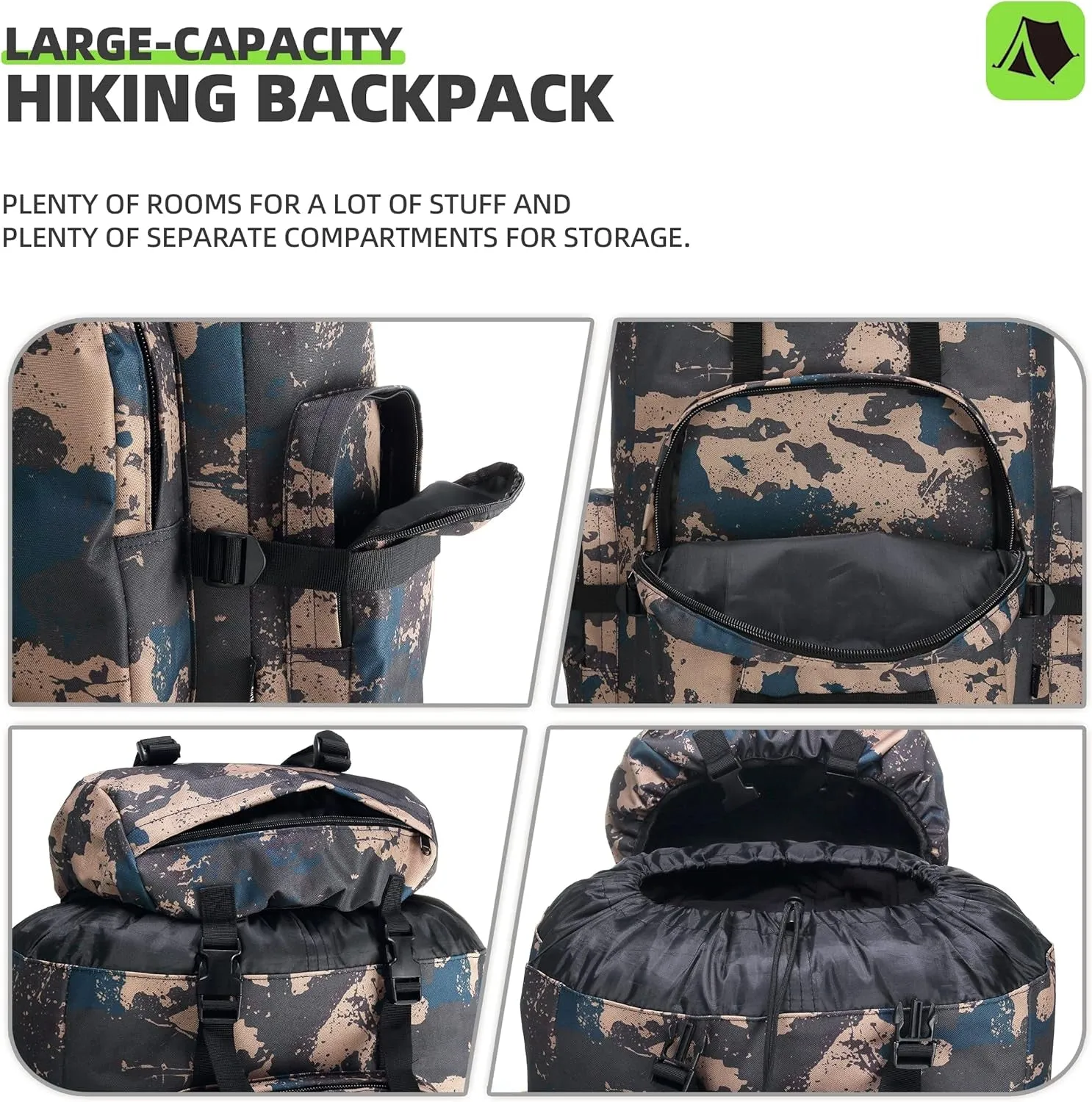 100L Camping Hiking Backpack Molle Rucksack Military Camping Backpacking Daypack