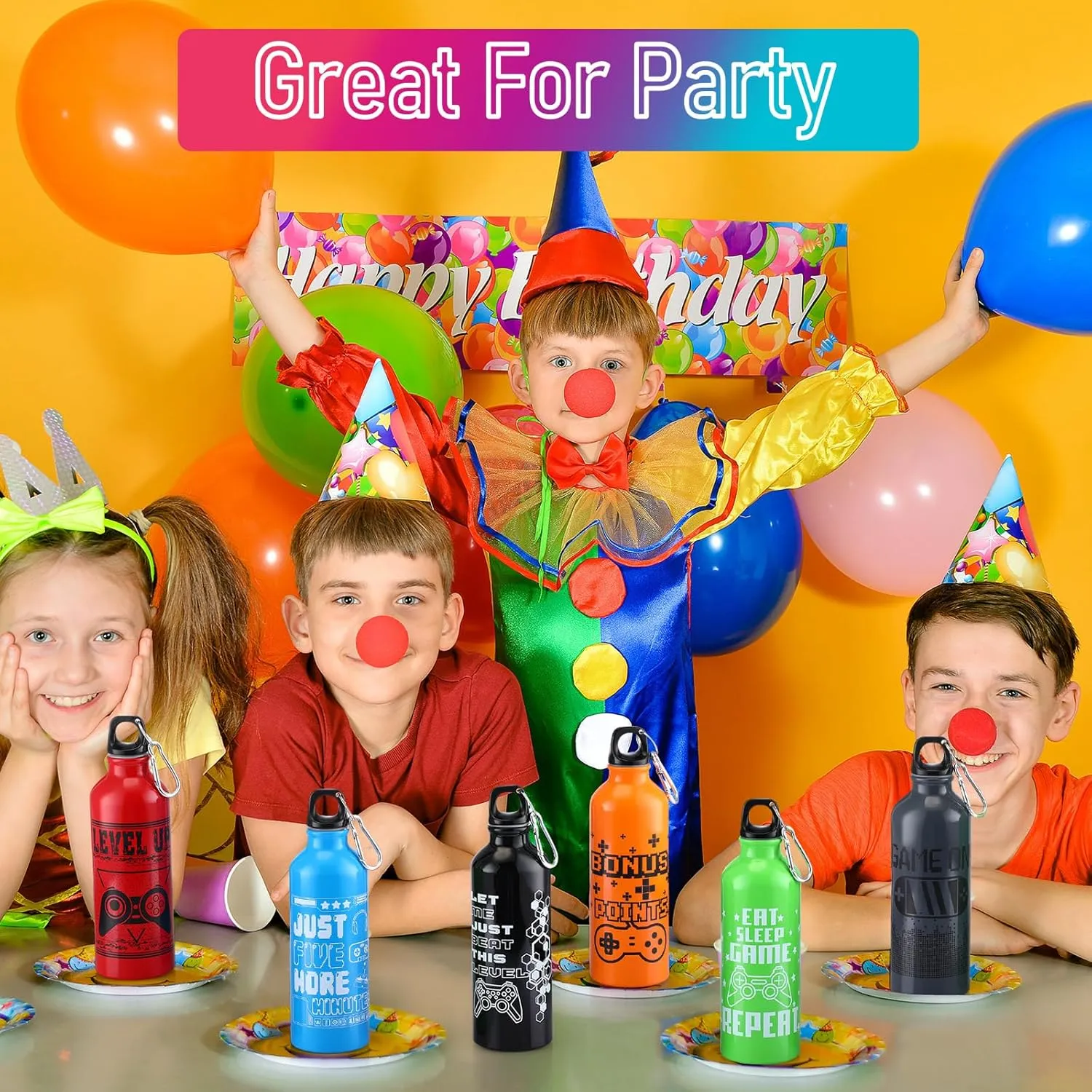 12 Pcs 17oz Gaming Water Bottle Sports Insulated Water Bottles with Hook Clip Funny Quotes Aluminum Gamer Iced Coffee Travel Mug for Birthday Video Game Party Favors (Multicolor)
