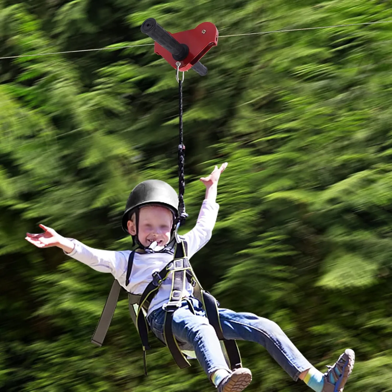 120FT Zip Lines for Kids and Adults Outdoor, Zipline Kits for Backyard Up to 330 Lbs, Kids Zip Line Kit for Backyard with Swing Seat, Spring Brake and Safety Harness Christmas and Birthday Gifts