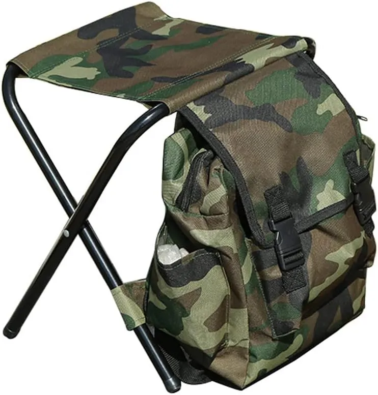 2 in 1 Folding Chair Portable Backpack Stool Collapsible Camping Fishing Chair 12.6x11.0x13.4in Large Capacity for Outdoor Camping Picnic Hiking Fishing Travel,Folding Stool