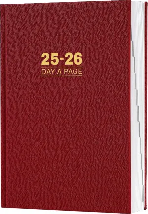 2025-2026 Diary - Diary 2025-2026 Full Page Per Day, Page A Day Calendar, Jul. 2025 - Jun. 2026, 5.8" x 8.4", Agenda for 365 Days - Hardcover Red