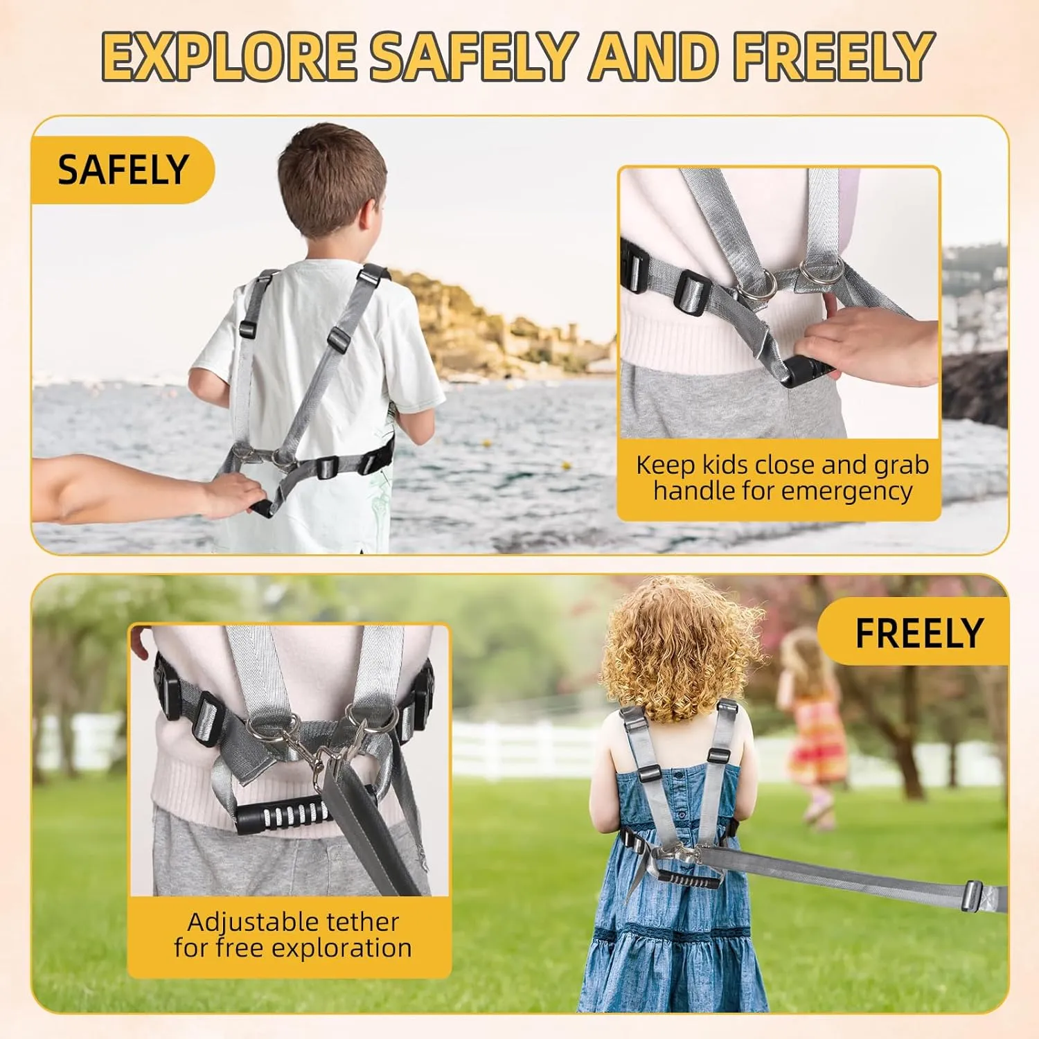 2025 New Safety Harness for Older Children (6-12yrs) with Autism Special Needs ADHD/ASD, Teens Youth Vest Walking Harness with Grab Handle and Autism Awareness, Adjustable Tether Leash for Big Kids