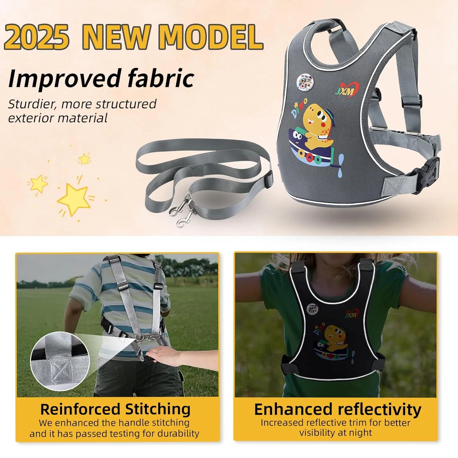 2025 New Safety Harness for Older Children (6-12yrs) with Autism Special Needs ADHD/ASD, Teens Youth Vest Walking Harness with Grab Handle and Autism Awareness, Adjustable Tether Leash for Big Kids