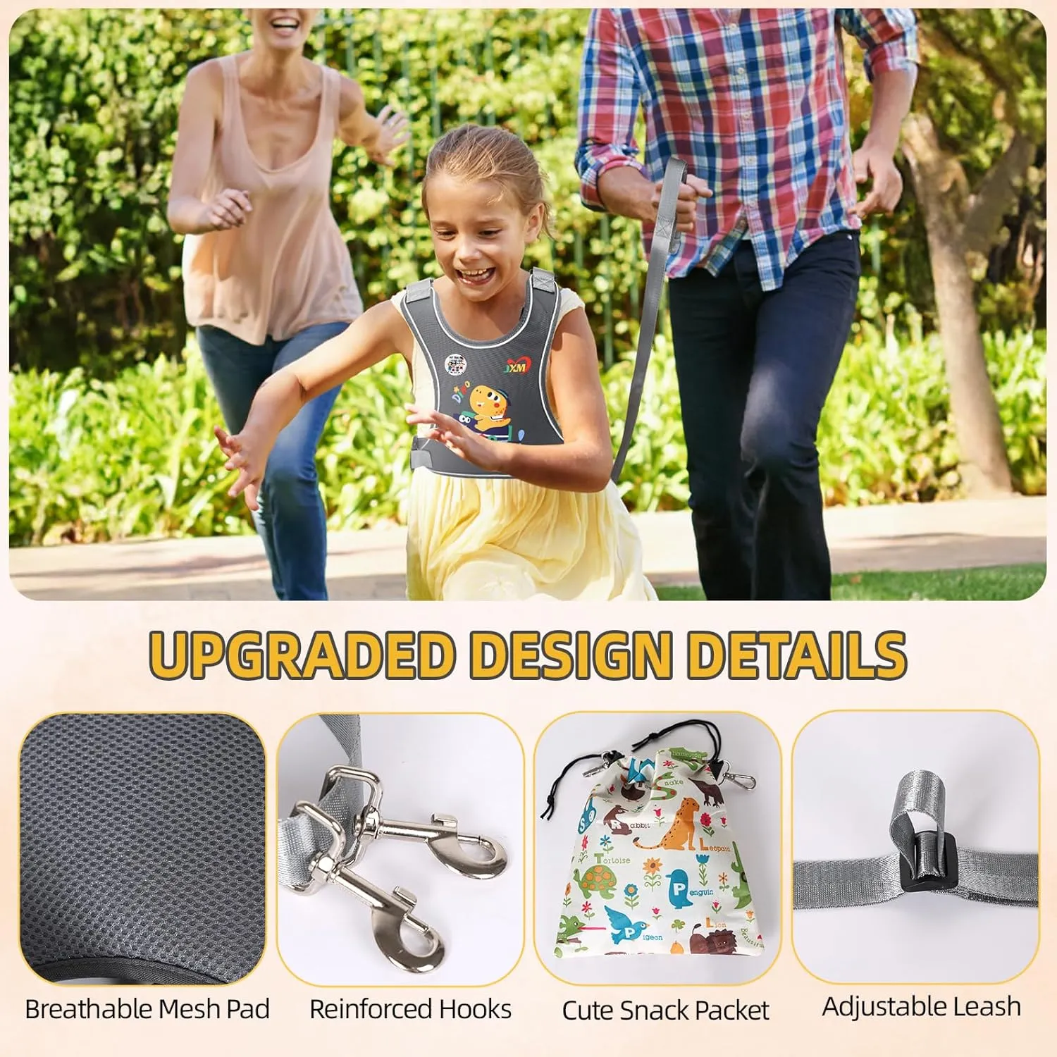 2025 New Safety Harness for Older Children (6-12yrs) with Autism Special Needs ADHD/ASD, Teens Youth Vest Walking Harness with Grab Handle and Autism Awareness, Adjustable Tether Leash for Big Kids