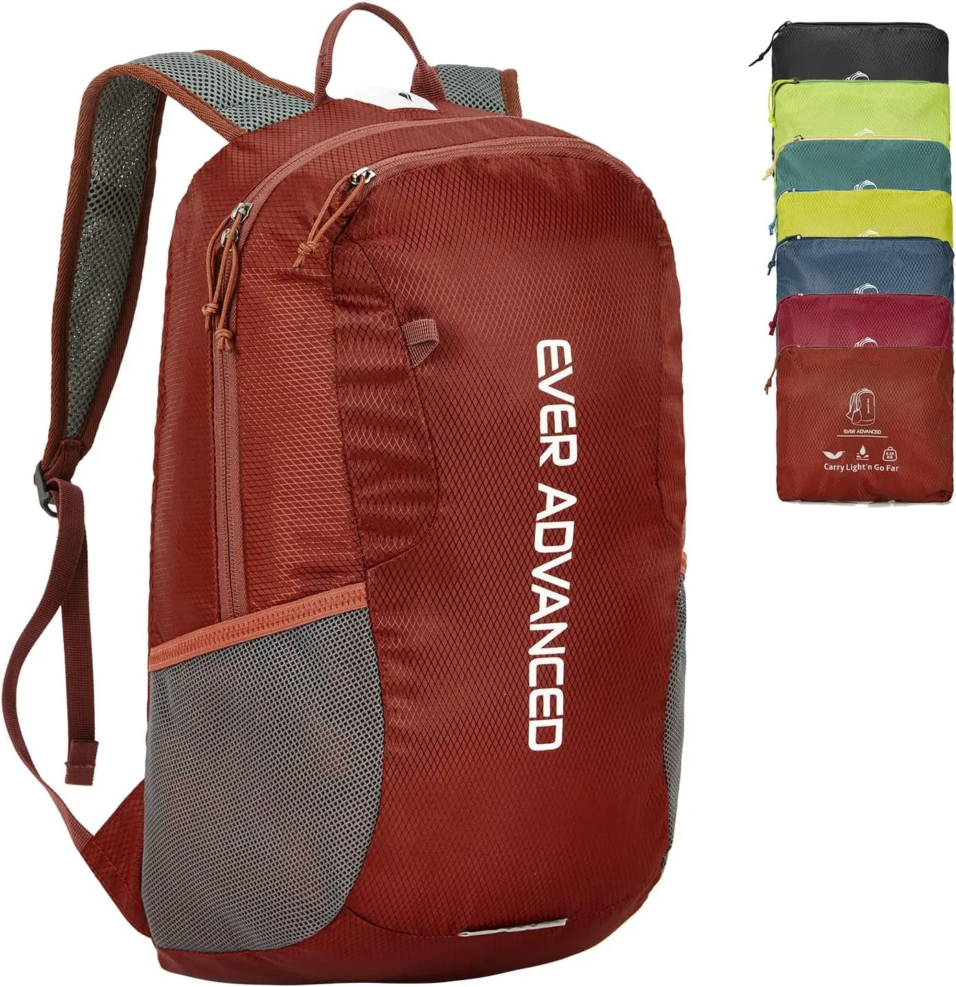 20L Lightweight Packable Hiking Backpack, Small Travel Water Resistant Collapsible Daypack for Men Women Camping Outdoor Reddish Brown