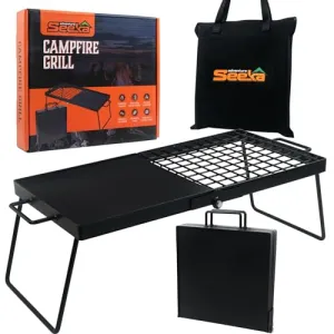 24" Heavy Duty Folding Campfire Grill, Compact Folding Grill Grate