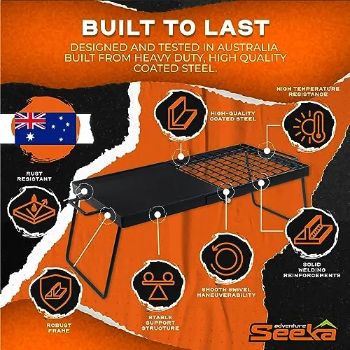 24" Heavy Duty Folding Campfire Grill, Compact Folding Grill Grate