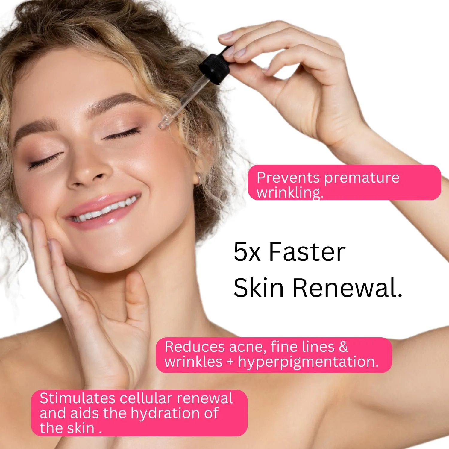 2.5% crystal-encapsulated Retinol serum works 11 times FASTER than cheap retinol. With 11% Hyaluronic Acid, 20% Vitamin C & E, Aloe Vera. Target fine lines, wrinkles, blemishes & acne scars. 30ml