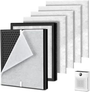 2Pack PR1 Replacement Filter, Compatible Only with MOOKA PR1 Pet Air Purifier, Includes 2 HEPA Filters and 4 Washable Pre-Filters (White)