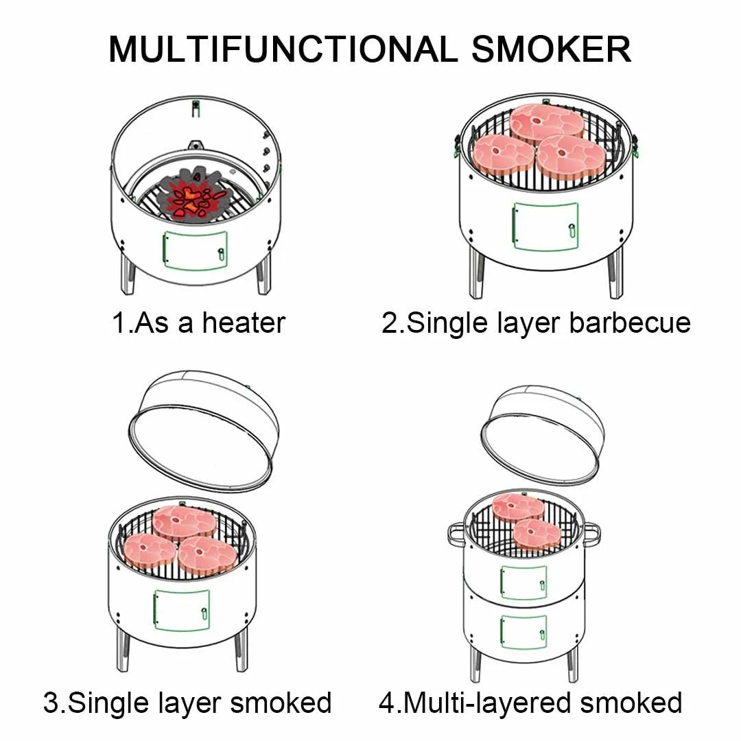 3 in 1 Outdoor Charcoal BBQ Grill