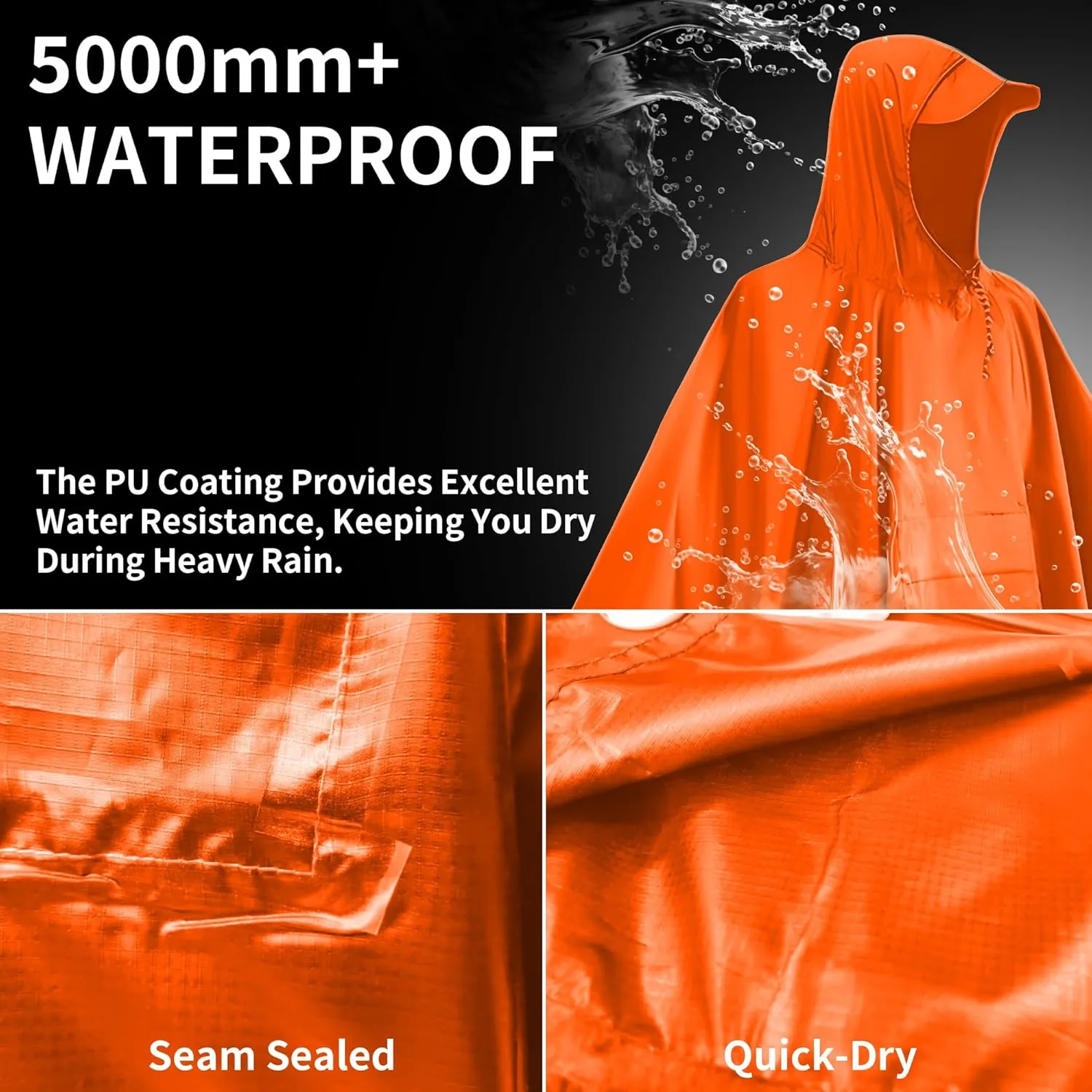 3-in-1 Unisex Camping Rain Poncho with hooded, Shelter & Ground Sheet