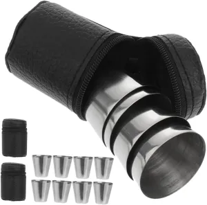3-piece Hiking Cup Set Collapsible Camping with Stainless Steel Portable Wine Glass for Outdoor