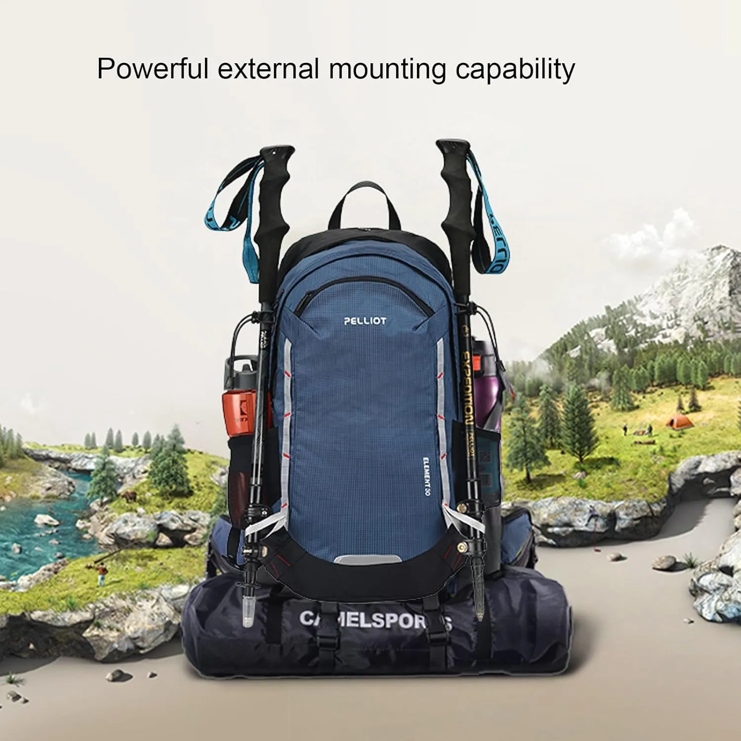30L Hiking Daypack Waterproof Backpack for Women & Men Hiking Camping Outdoor Travel Day Backpack Pack with Rain Cove,Grey
