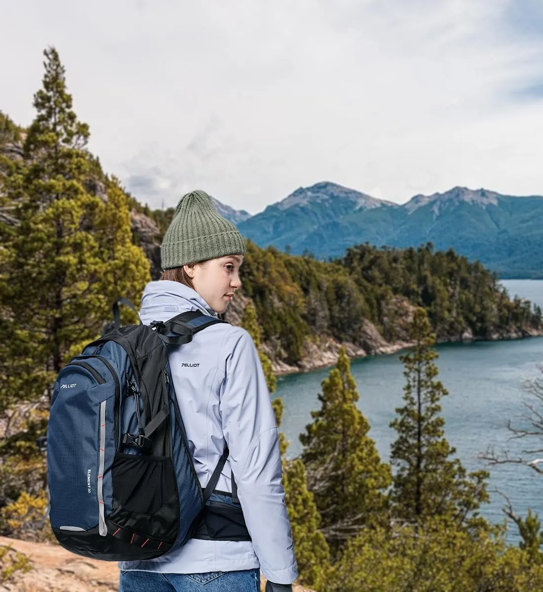 30L Hiking Daypack Waterproof Backpack for Women & Men Hiking Camping Outdoor Travel Day Backpack Pack with Rain Cove,Navy blue