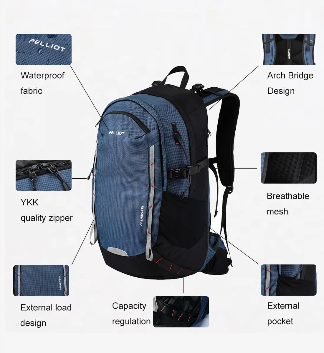 30L Hiking Daypack Waterproof Backpack for Women & Men Hiking Camping Outdoor Travel Day Backpack Pack with Rain Cove,Navy blue