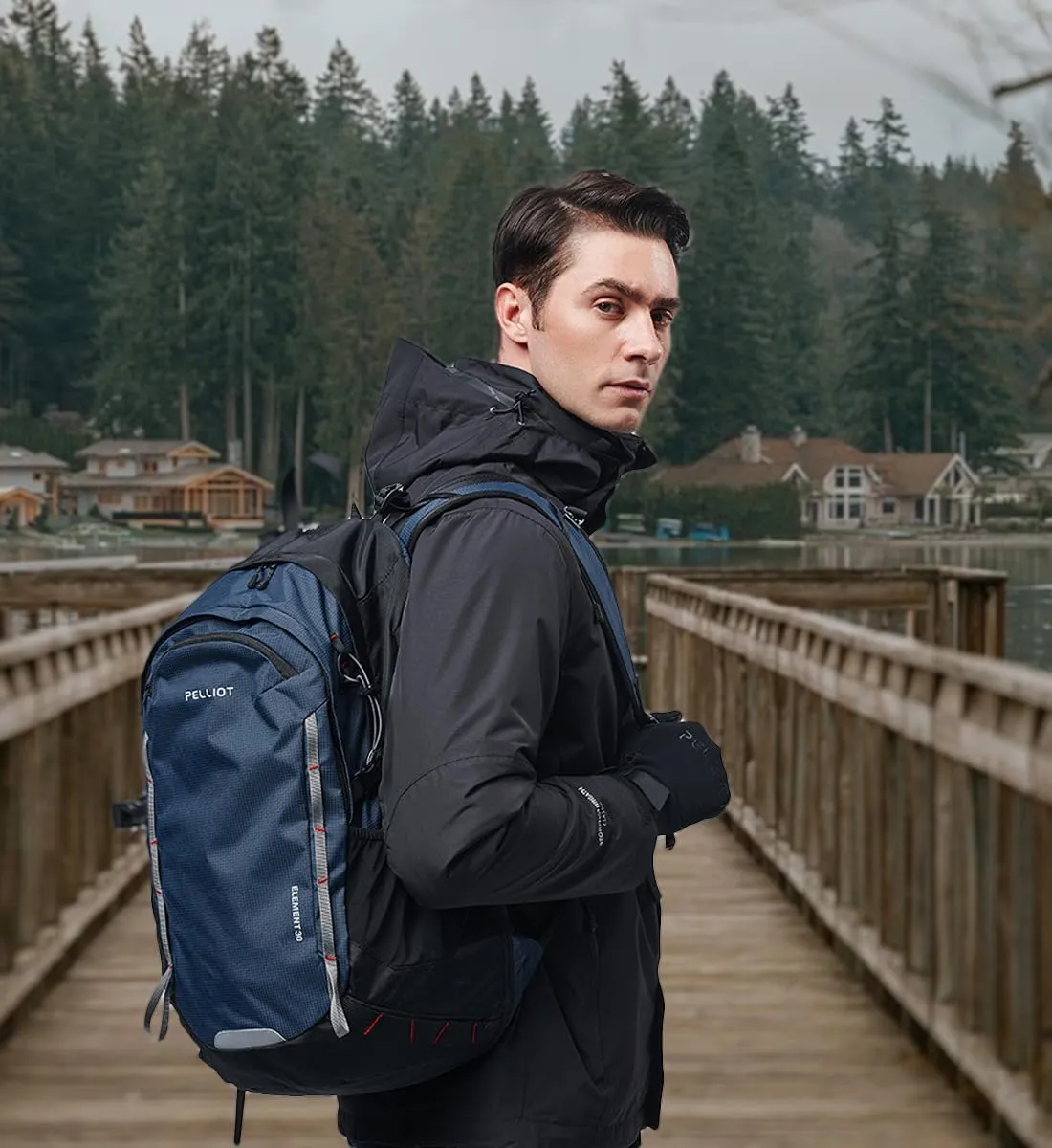 30L Hiking Daypack Waterproof Backpack for Women & Men Hiking Camping Outdoor Travel Day Backpack Pack with Rain Cove,Navy blue