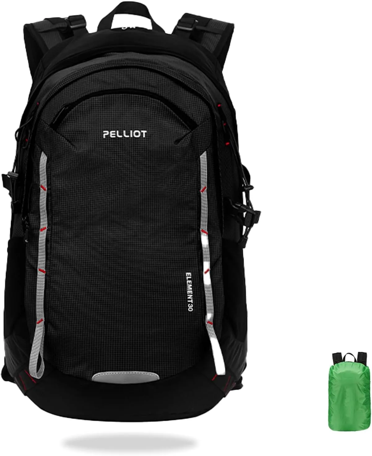 30L Hiking Daypack Waterproof Backpack for Women & Men Hiking Camping Outdoor Travel Day Backpack Pack with Rain Cove,Obsidian black