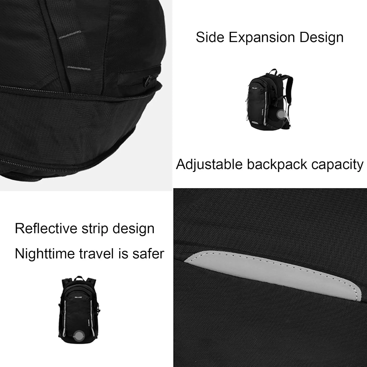 30L Hiking Daypack Waterproof Backpack for Women & Men Hiking Camping Outdoor Travel Day Backpack Pack with Rain Cove,Obsidian black