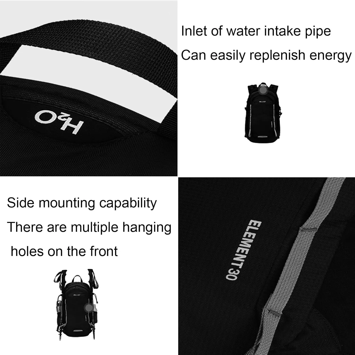 30L Hiking Daypack Waterproof Backpack for Women & Men Hiking Camping Outdoor Travel Day Backpack Pack with Rain Cove,Obsidian black
