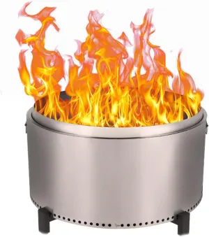 32 Inch Stainless Steel Smokeless Fire Pit, Outdoor Portable Low Smoke Firepit with Removable Ash Pan & Stand, Wood Burning Bonfire Pit with Handle, for Camping, Picnic, Family Gathering