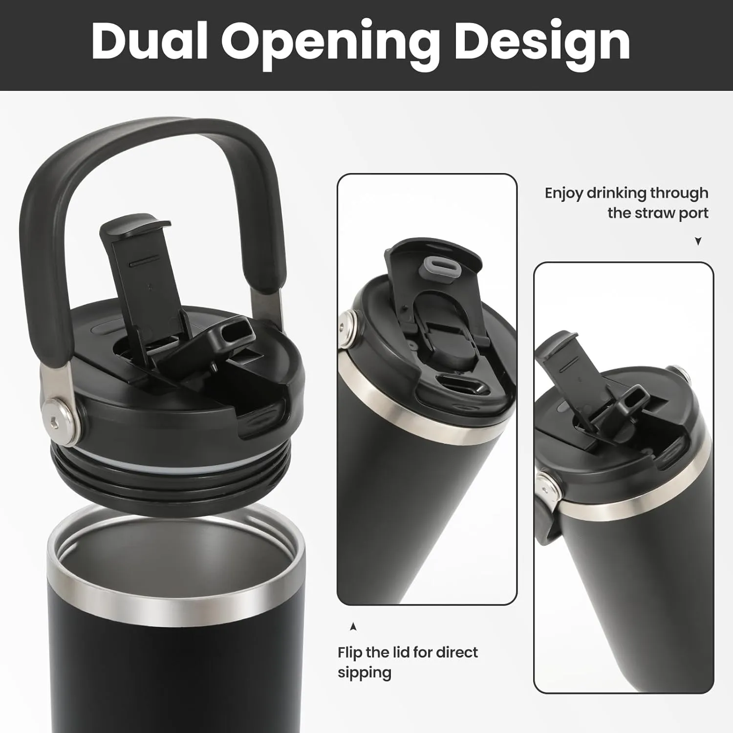 32 oz 2.0 Stainless Steel Tumbler with Leak-Proof Lid and Straw, Double-Wall Vacuum Insulated Travel Mug for Coffee, Iced Tea, or Water - Ideal for Commutes and Outdoor