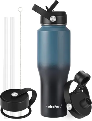 32 oz Insulated Water Bottle with Straw Lid,Vacuum Stainless Steel Kids Water Bottle for School, Double Wall Wide Mouth Leak Proof Travel Reusable Water Bottles BPA Free