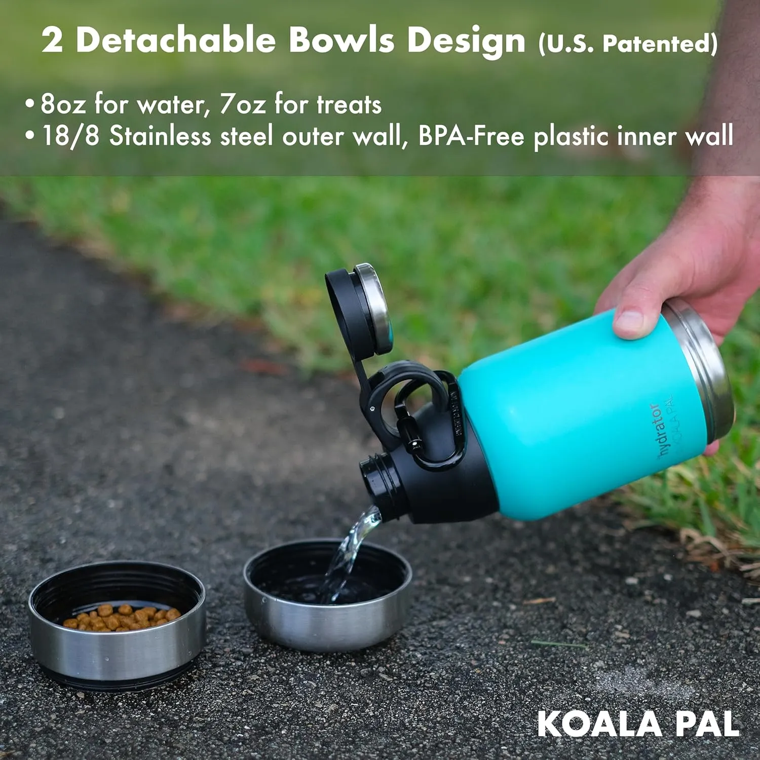 32oz Portable Dog Water Bottle w/Dog Bowls, Dog Travel Water Bottle   Travel Dog Bowls, Dog Water Bowl Dispenser, Dog Travel Bowl, Travel Accessories for Dogs (Mineral Water, 32 OZ)