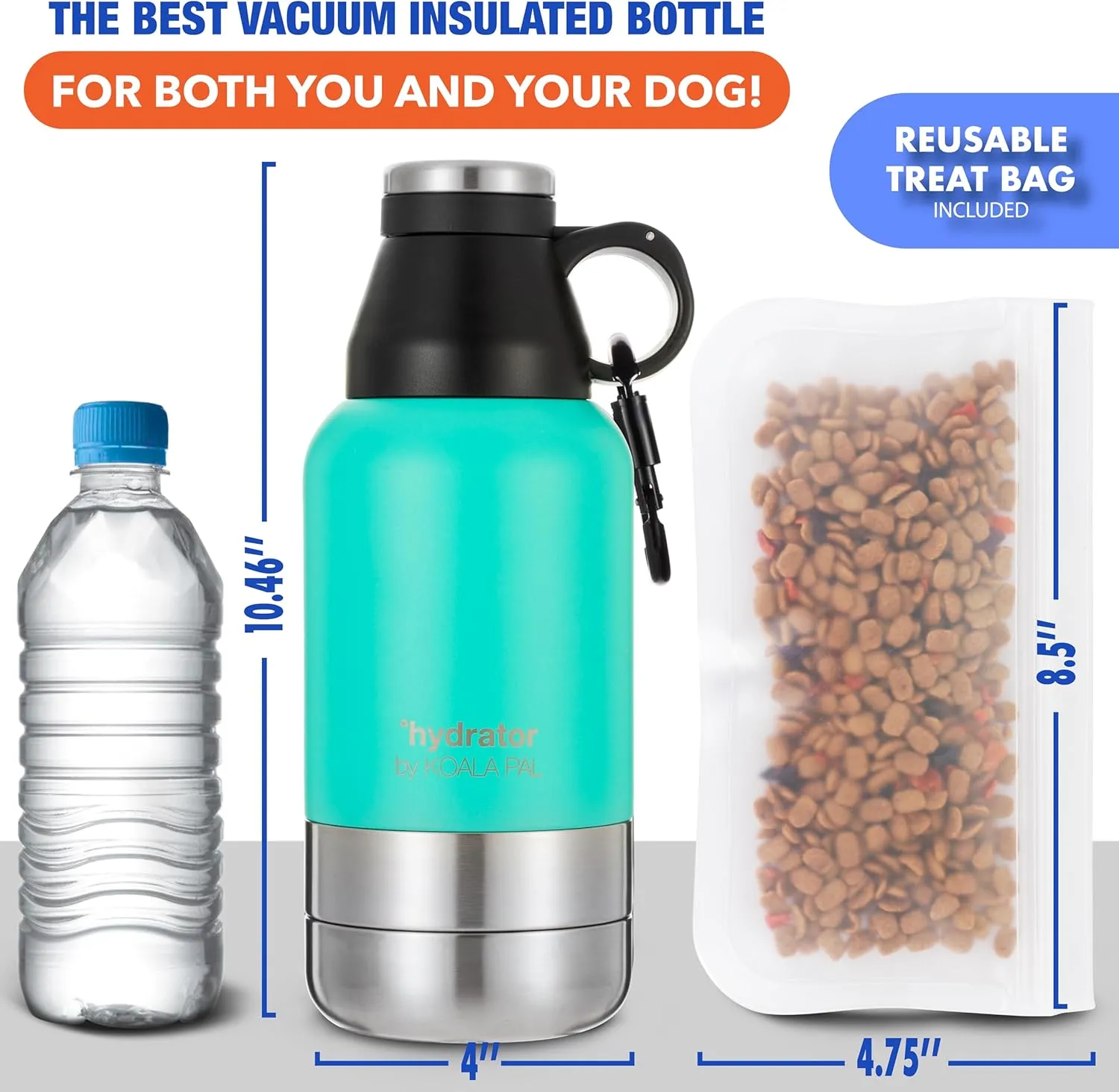 32oz Portable Dog Water Bottle w/Dog Bowls, Dog Travel Water Bottle   Travel Dog Bowls, Dog Water Bowl Dispenser, Dog Travel Bowl, Travel Accessories for Dogs (Mineral Water, 32 OZ)