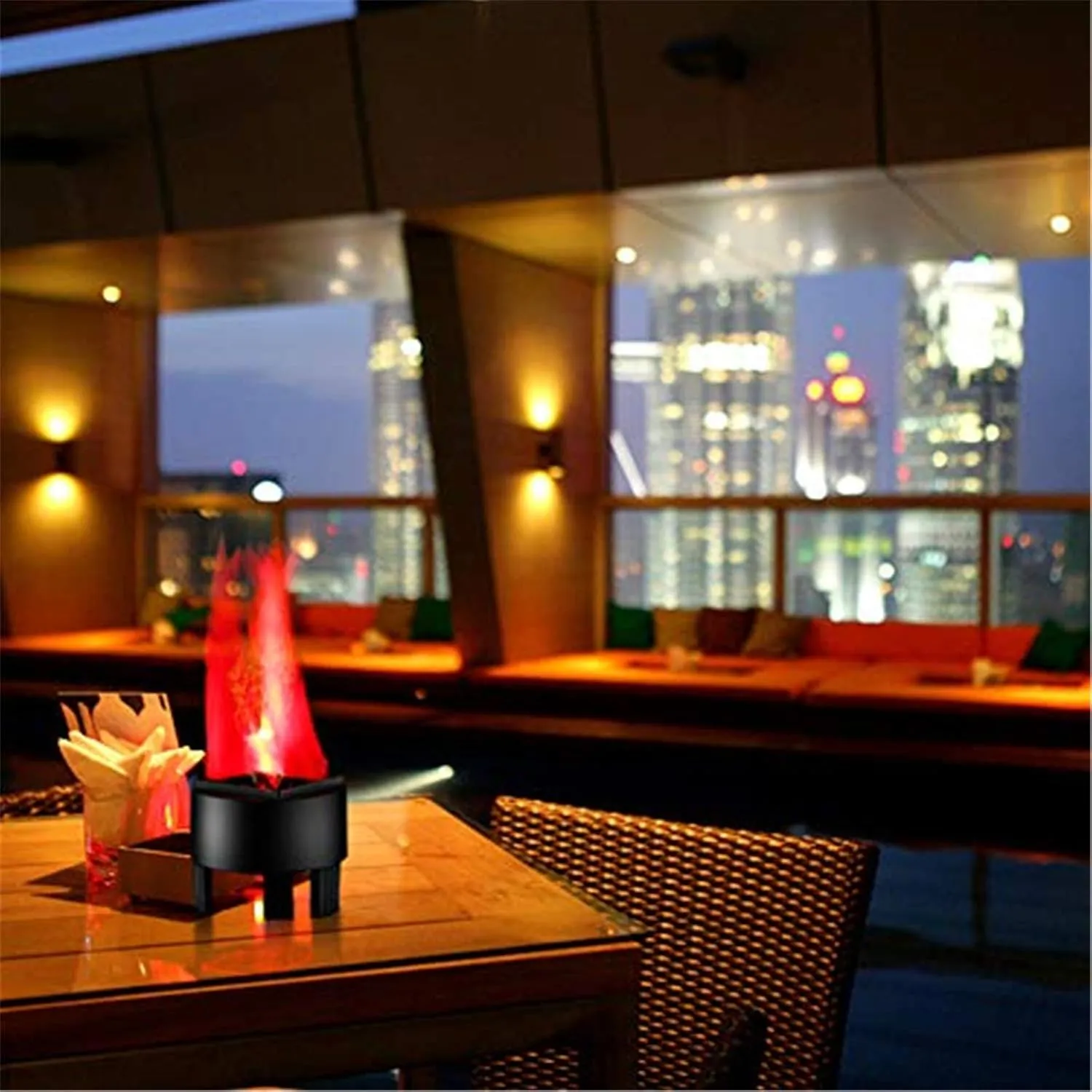 3D Campfire Centerpiece - Fake Fire LED Flame Effect Light, No Heat Base Support for Halloween, Christmas, Festival Night Clubs (Triangle Flame)