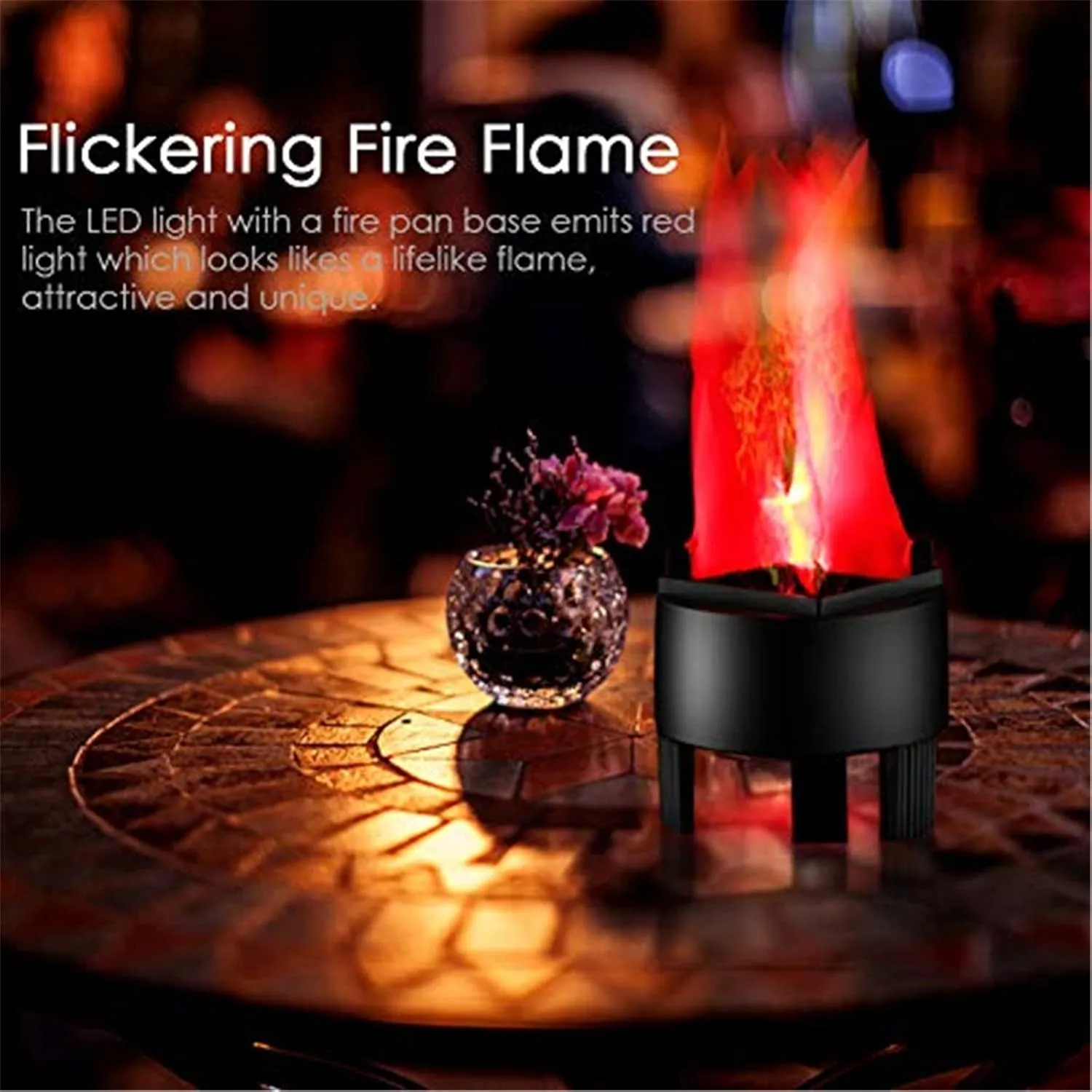 3D Campfire Centerpiece - Fake Fire LED Flame Effect Light, No Heat Base Support for Halloween, Christmas, Festival Night Clubs (Triangle Flame)
