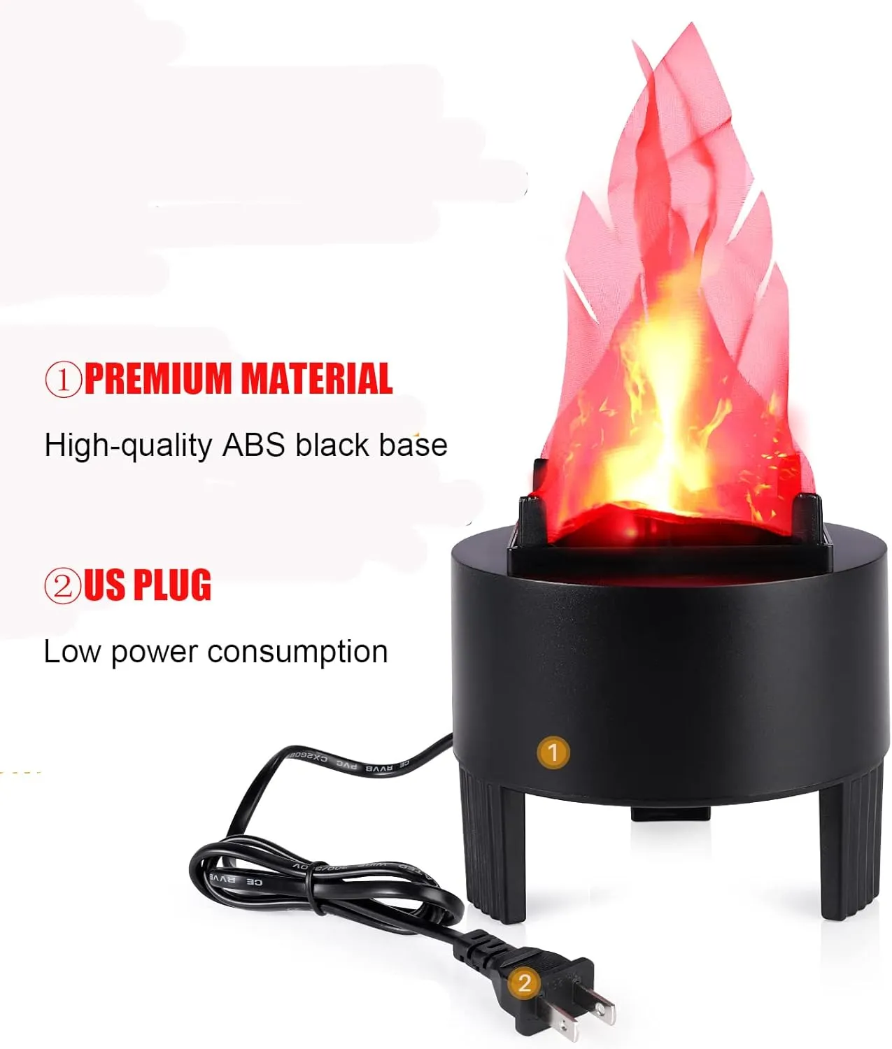 3D Campfire Centerpiece - Fake Fire LED Flame Effect Light, No Heat Base Support for Halloween, Christmas, Festival Night Clubs (Triangle Flame)