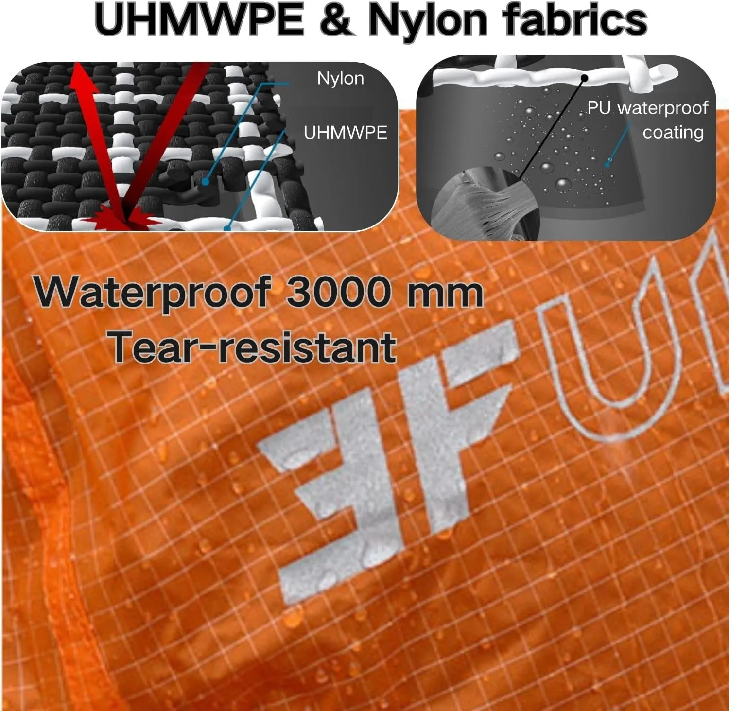 3F UL Gear Waterproof Backpack Rain Cover, Ultralight Backpack Cover with Reflective Strip, UHMWPE& Nylon Material Pack Cover for Hiking Camping Traveling
