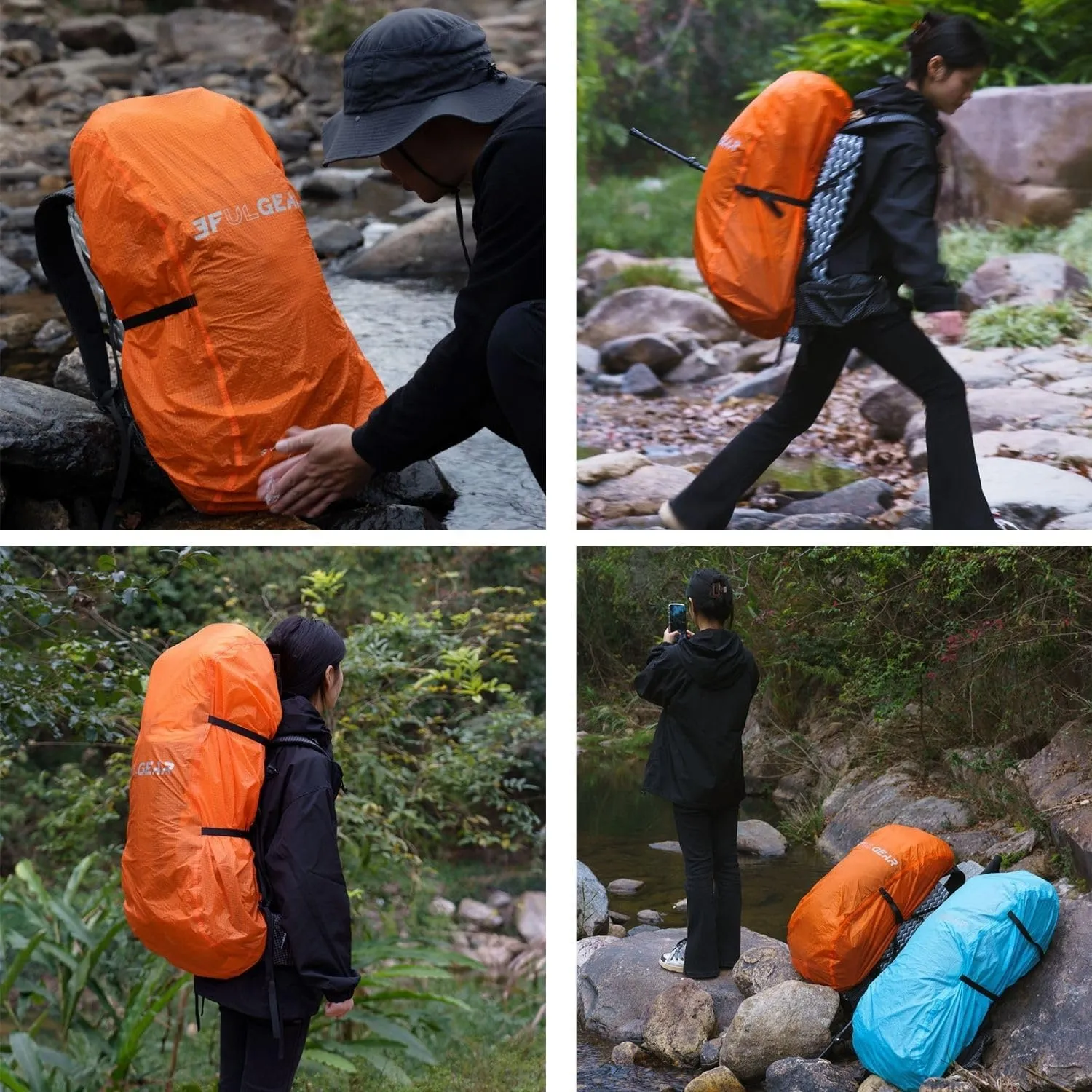 3F UL Gear Waterproof Backpack Rain Cover, Ultralight Backpack Cover with Reflective Strip, UHMWPE& Nylon Material Pack Cover for Hiking Camping Traveling