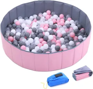 4 feet Ball Pit for Kids/Baby Play Yard/Baby Playpen/Fence for Baby, Folding Portable, No Need Inflate, More Than 12 Sq.ft Play Space, Two Color