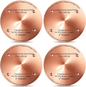 4 Pcs Copper Bird Bath Purification Disk 2mm Thick Reinforced Bird Bath Cleaner, 4 Inch in Diameter (Classic)