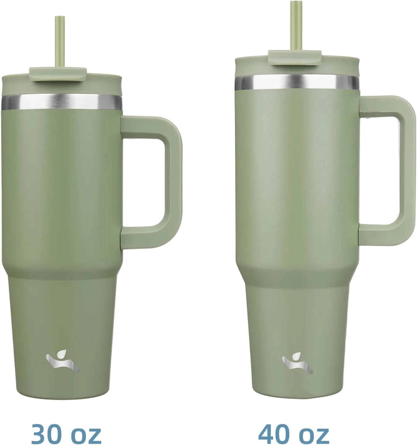 40 oz Tumbler with Handle and 2 Straws,2 in 1 Lid Insulated Water Bottle Stainless Steel Travel Coffee Mug,Army Green
