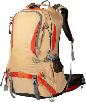 40L Water Resistant Men Women Hiking Backpack Lightweight Outdoor Sports Traveling Rucksack Cycling Mountaineering Camping Walking Daypack High Capacity (Color : Khaki)