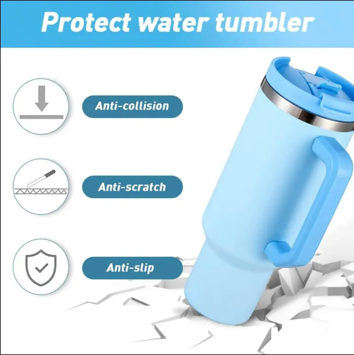 40oz Insulated Stainless Steel Tumbler with Handle – Double Wall Vacuum Flask Water Bottle