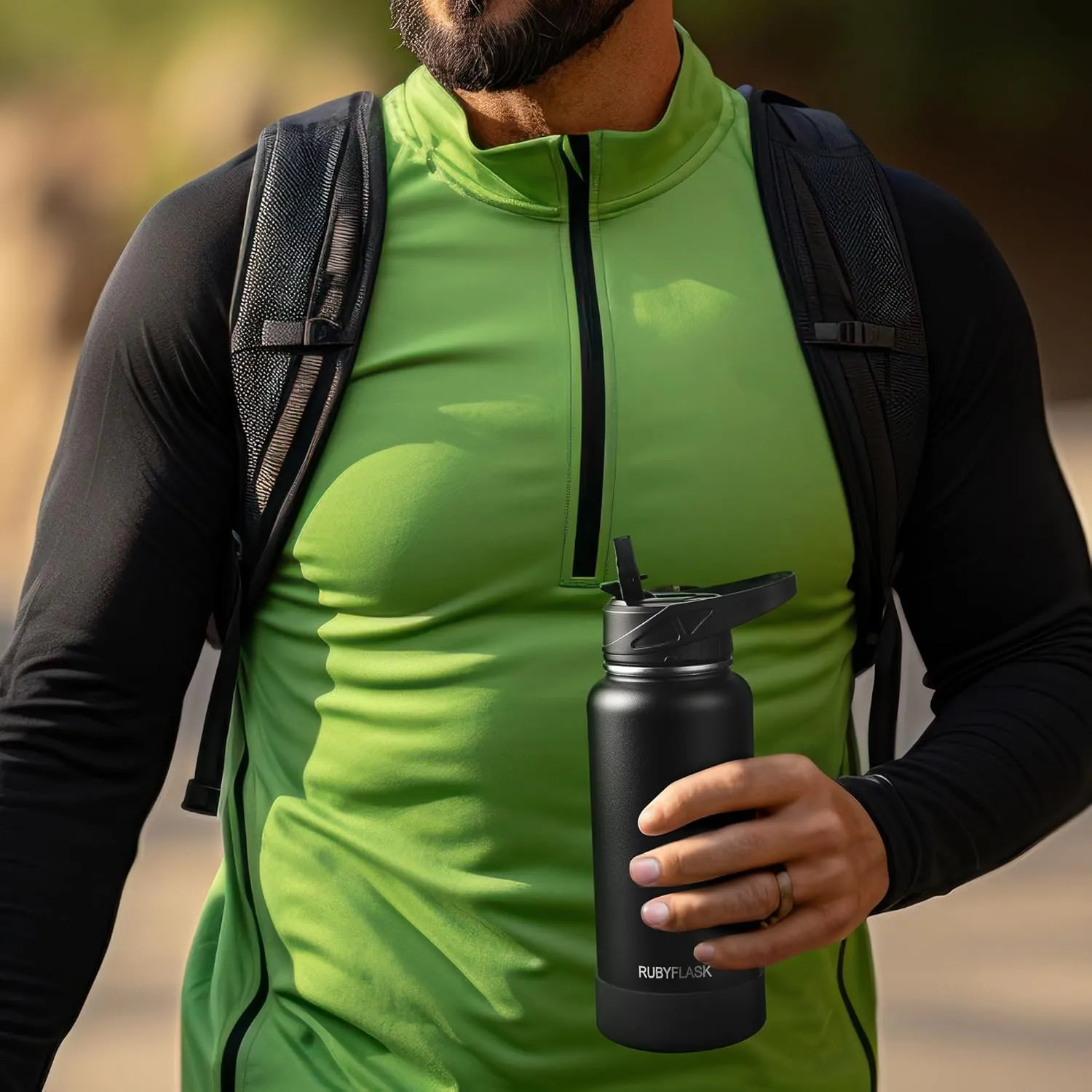 40oz Insulated Water Bottle with Straw, Stainless Steel Metal Vacuum Water Flask, Large Thermos Water bottle with Leakproof 3 Lids for Travel, Camping, Gym Sports Navy