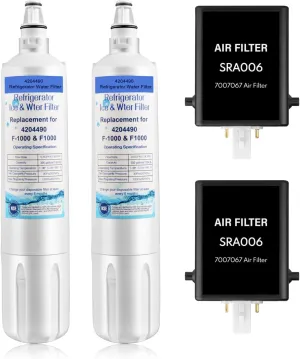 4204490 Water Filter and 7007067 Air Purification Cartridge Combo Pack Compatible with 4204490,4290510 Refrigerator Water Filter,7042798/7007067 Air Filter,2 PCS Water filters and 2 PCS Air Filters