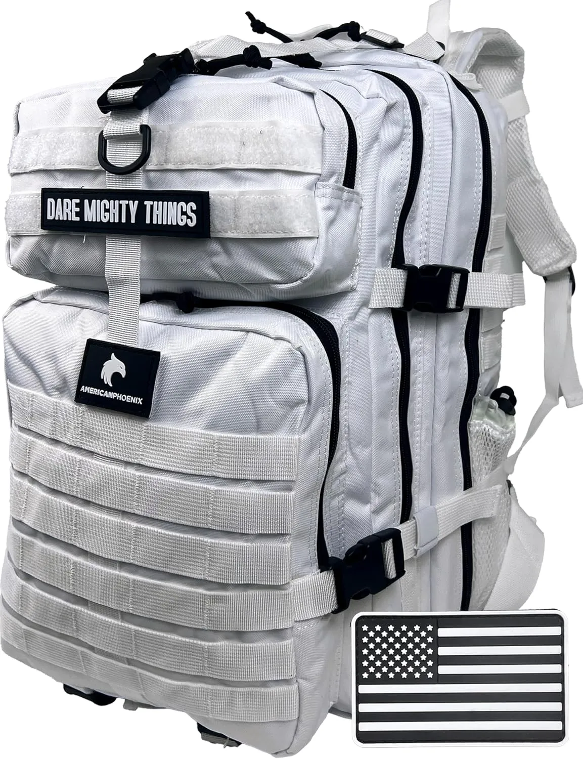 45L Elite Tactical Backpack | 3X Stronger Work & Military Backpack | Water Resistant and Heavy Duty | 3 Day MOLLE Bug Out Bag (Polar White)