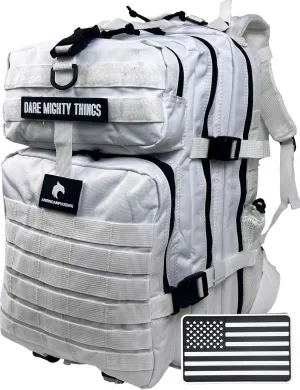 45L Elite Tactical Backpack | 3X Stronger Work & Military Backpack | Water Resistant and Heavy Duty | 3 Day MOLLE Bug Out Bag (Polar White)