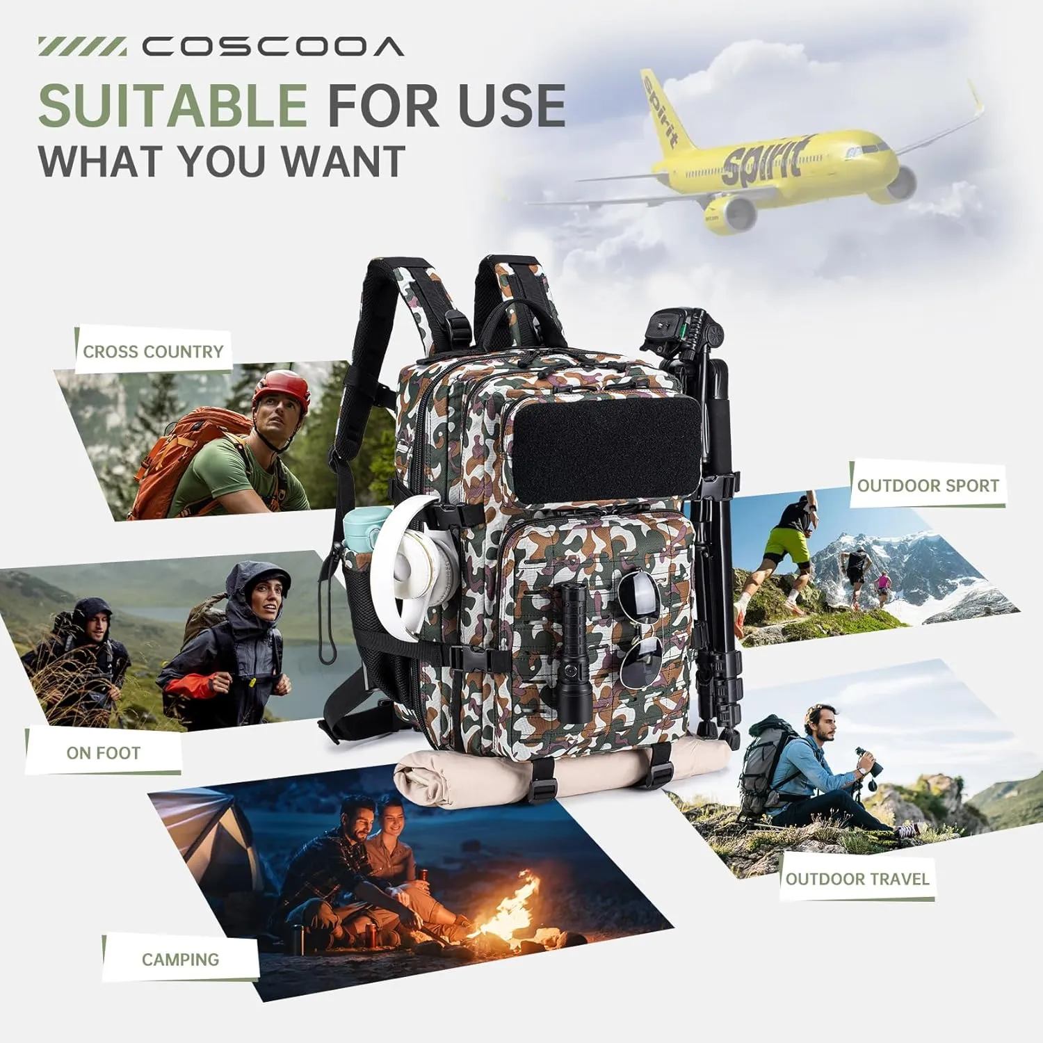 50L Military Tactical Backpack for Men,Water Resistant Day Backpack Molle Army 3 Days Assault Pack Bug Out Bag,Heavy Duty Hiking Treeking Rucksack