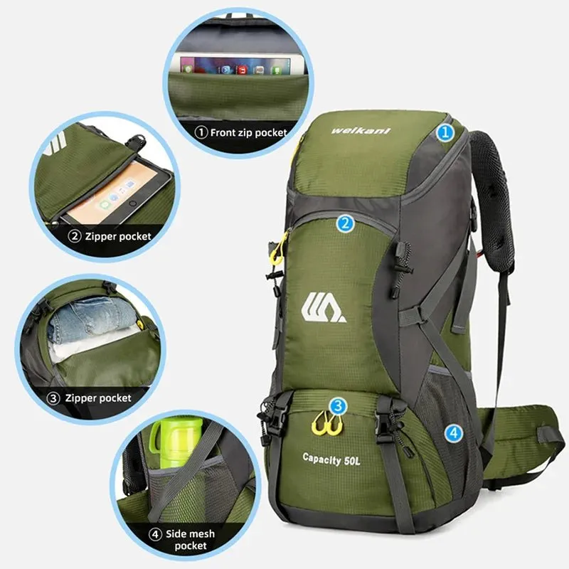 50L Waterproof Hiking Backpack for Men and Women